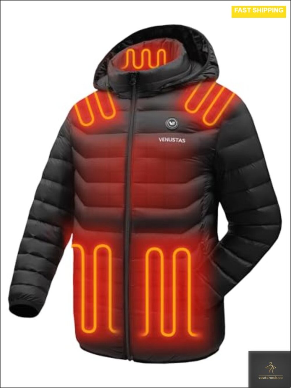 Heated Jacket with Battery Pack, Lightweight Water-Resistant Detachable Hood